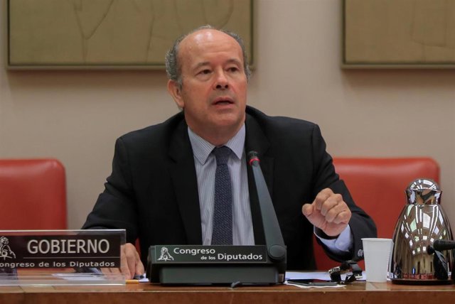 El ministro de Justicia, Juan Carlos Campo, durante su comparecencia  ante la Comisión de Justicia del Congreso de los Diputados para explicar las medidas diseñadas con el fin de evitar el colapso de los juzgados tras el estado de alarma, en Madrid (Españ