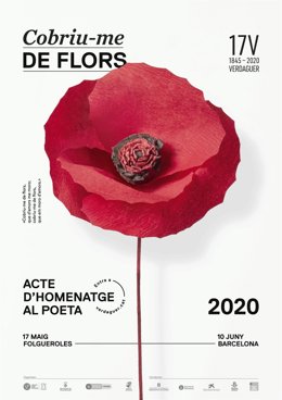 Cartel del homenaje del poeta Jacint Verdaguer, nacido en Folgueroles (Barcelona) en 1845