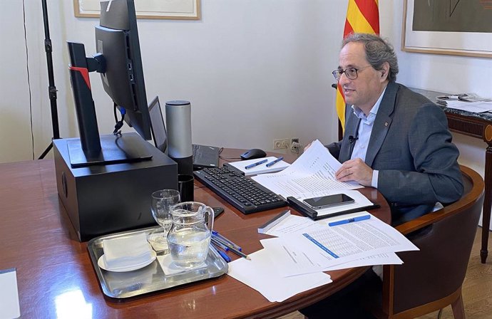El president de la Generalitat, Quim Torra, ha presentat via telemtica, l'informe final de la Taula d'Avaluació i Seguiment de l'accident de l'empresa IQOXE del polígon petroquímic sud de Tarragona, en el municipi de La Canonja al gener de 2020