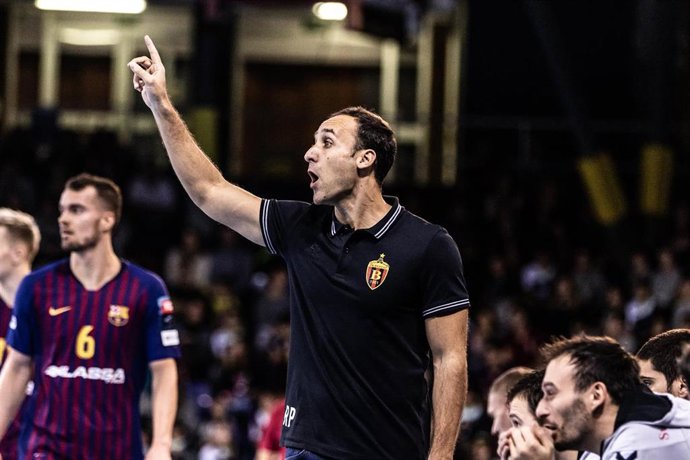 Roberto García Parrondo durante su visita al Palau Blaugrana como entrenador del Vardar 