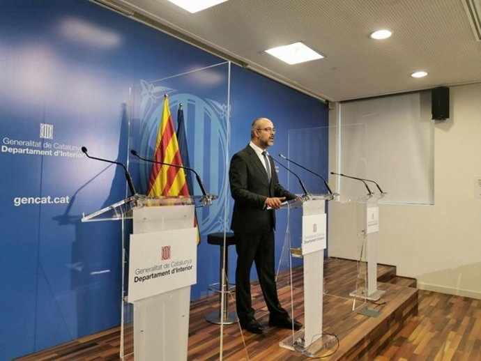 El conseller de Interior de la Generalitat, Miquel Buch, en rueda de prensa el 4 de mayo de 2020.