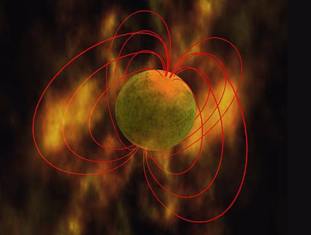 Representación artística de un magnetar