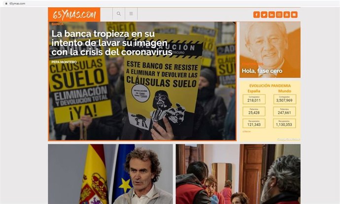Diario online 65Ymas.Com, de información sobre personas mayores