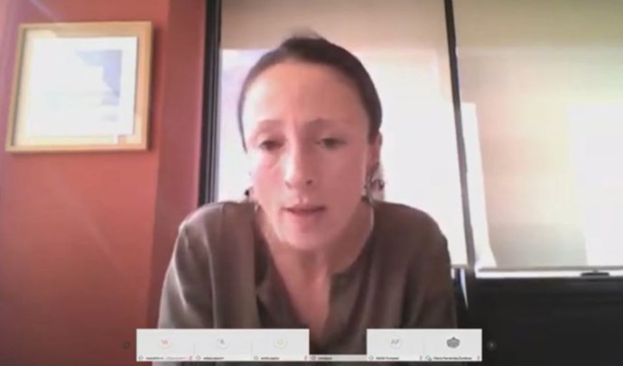 La consejera de Bienestar Social, Melania Álvarez, comparece telemáticamente ante el grupo de trabajo de la Junta General.