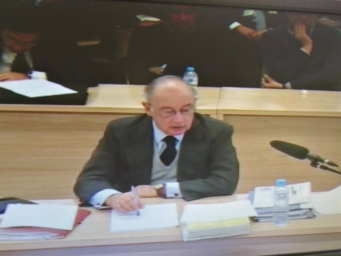 El expresidente de Bankia Rodrigo Rato comparece en la Audiencia Nacional durante el juicio por la salida a Bolsa de la entidad financiera.