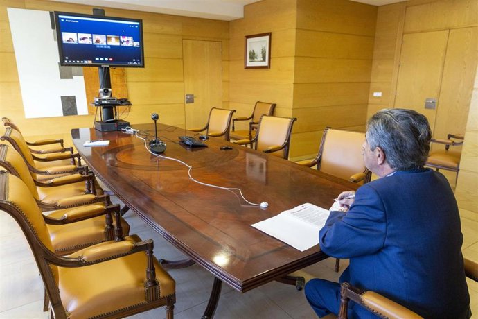 Revilla durante la reunión telemática del Consejo de Gobierno