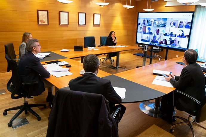 Reunión del Centro de Coordinación Operativa (Cecop) creado en Galicia por la epidemia del coronavirus.