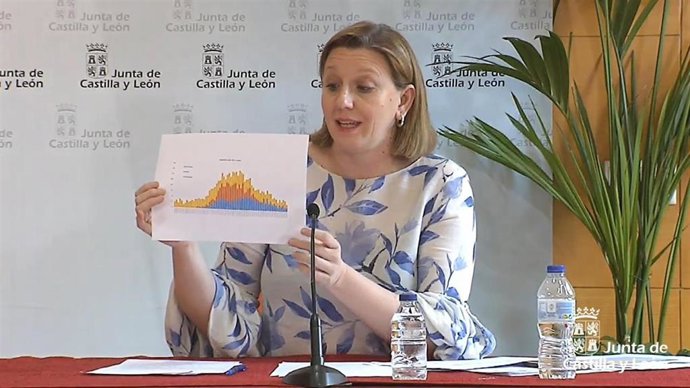 Caprtua de la comparecencia de Isabel Blanco en la rueda de prensa de este martes.