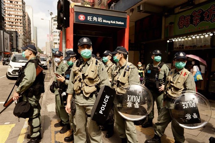 La Policía de Hong Kong durante la última manifestación contra el Gobierno.