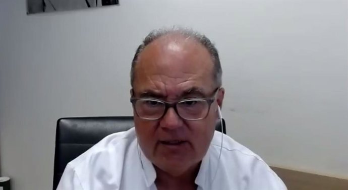 Antoni Trilla, jefe del servicio de Medicina Preventiva y Epidemiología del Hospital Clínic y profesor investigador del ISGlobal, durante su intervención en el Simposio Virtual de Investigación en Coronavirus, este 6 de mayo del 2020