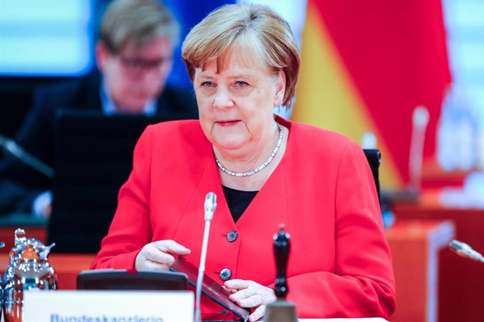 06 May 2020, Berlin: German Chancellor Angela Merkel takes part in the weekly cabinet meeting at the Federal Chancellery. Photo: Hannibal Hanschke/Reuters/POOL/dpa