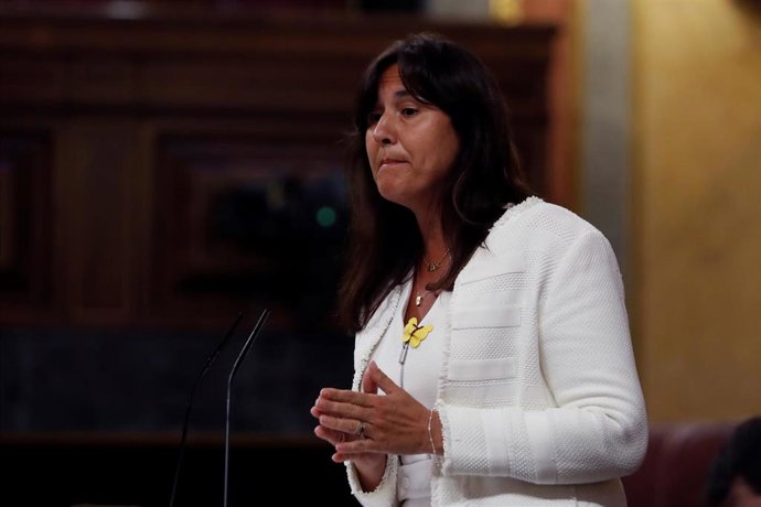 La diputada de Junts per Cataluña, Laura Borrás, durante su intervención en el pleno del Congreso este miércoles donde se autorizará otra prórroga del estado de alarma solicitada por el Gobierno. En Madrid, (España), a 6 de mayo de 2020.