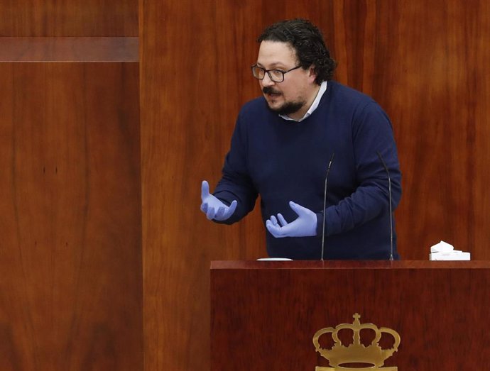 El portavoz de Unidas Podemos, Jacinto Morano, en la Asamblea. Archivo.