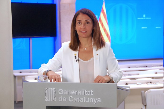 La consellera de Presidencia y portavoz del Govern, Meritxell Budó, en rueda de prensa el 7 de mayo de 2020.