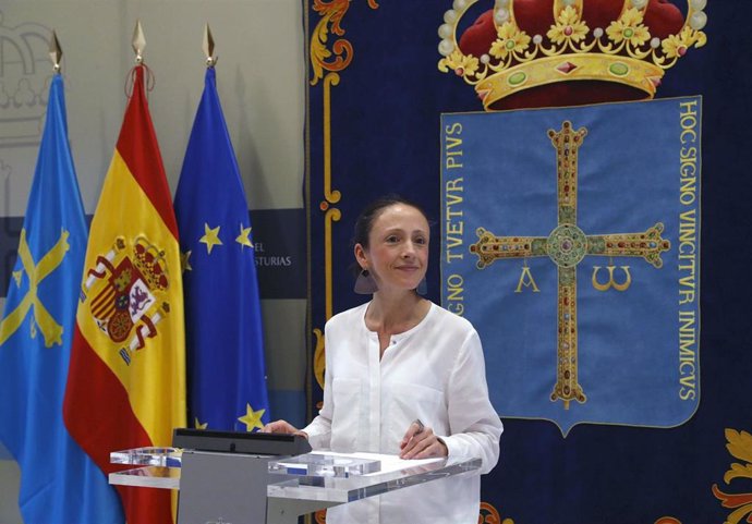 La consejera de Derechos sociales y Bienestar, Melania Álvarez, en rueda de prensa.