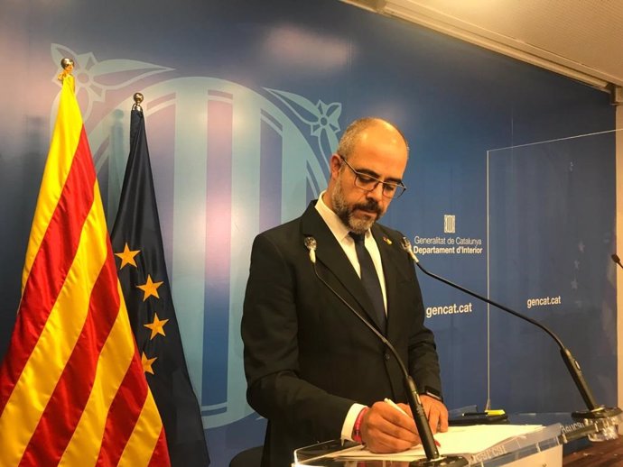 El conseller de Interior de la Generalitat, Miquel Buch, en rueda de prensa el 7 de mayo de 2020.