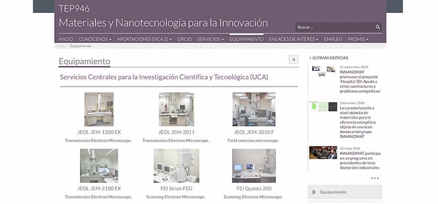 Imagen web de los Servicios Centrales para la Investigación Científica y Tecnológica de la UCA