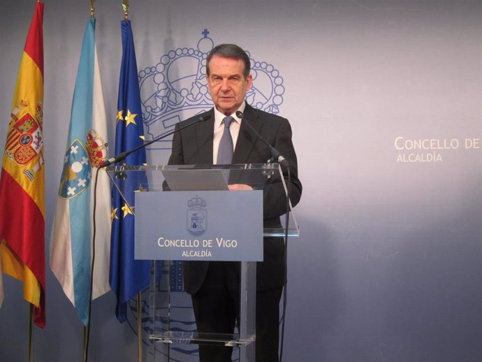 El alcalde de Vigo, Abel Caballero, durante la rueda de prensa de este viernes