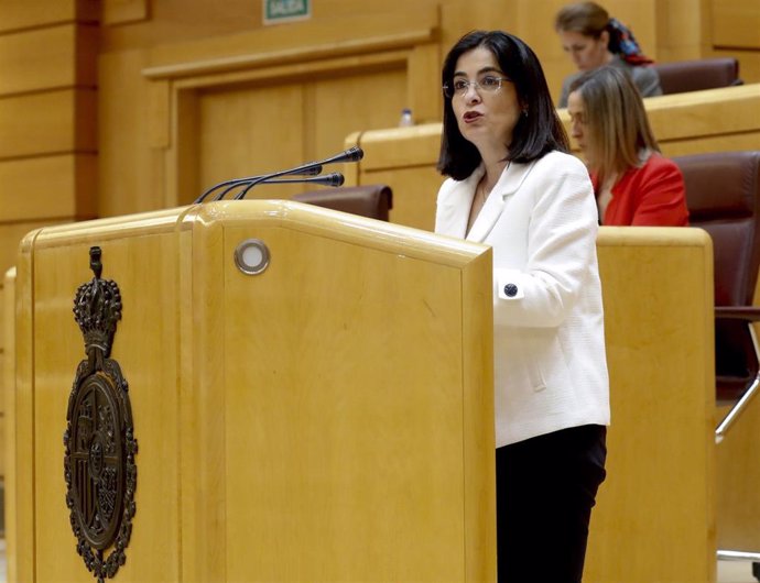 La ministra de Política Territorial, Carolina Darias, durante su intervención en la Comisión General de CCAA celebrada en el Senado el pasado 30 de abril