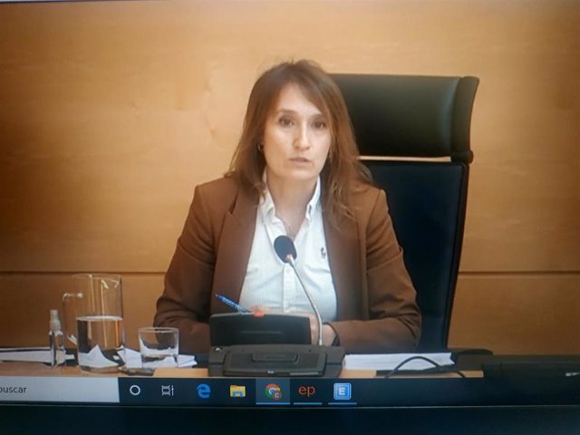 La consejera de Educación, Rocío Lucas, comparece ante la Comisión de Educación de las Cortes para informar de las medidas adoptadas contra la COVID-19.
