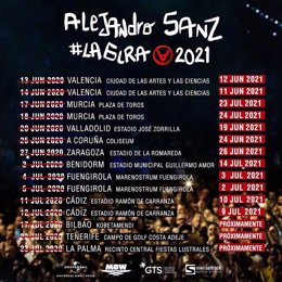 Cultura.- Alejandro Sanz reprograma su gira española en 2021 y actuará en Valnc