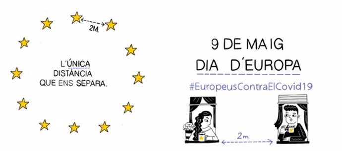 La ilustradora Amaia Arrazola ha creado una imagen para celebrar el Día de Europa este año en el contexto del coronavirus
