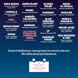 Coronavirus.- El Festival Jardins de Pedralbes recoloca parte de sus conciertos en 2021