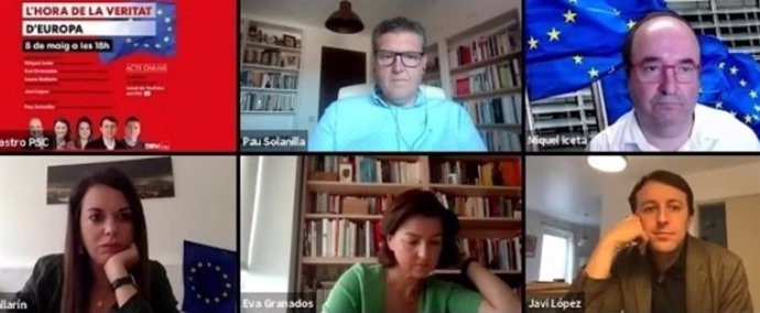 Debat virtual del PSC sobre el Dia d'Europa i el paper de la UE en la crisi pel coronavirus.