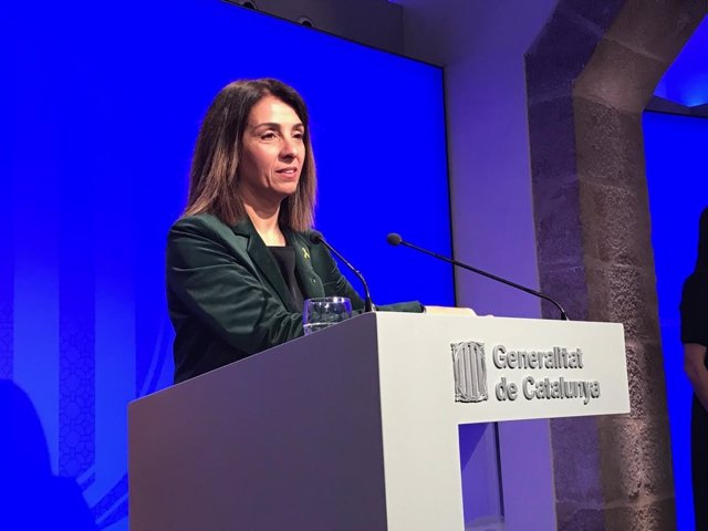 La consellera de Presidencia y portavoz del Govern, Meritxell Budó, ofrece una rueda de prensa posterior al Consell Executiu en el Palacio de la Generalitat, en Barcelona (España), a 18 de febrero de 2020.