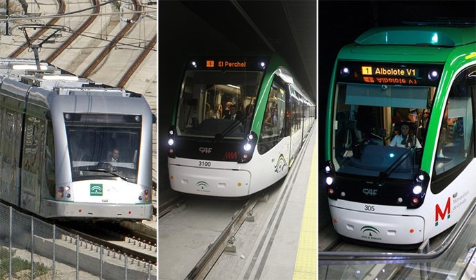 Imágenes de los metros de Sevilla, Málaga y Granada