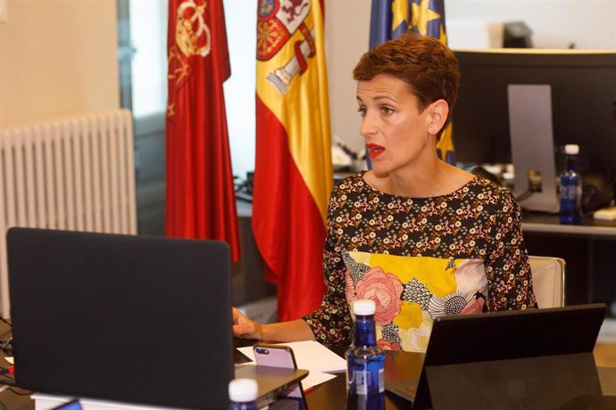 María Chivite participa en la videoconferencia de los presidentes autonómico con Pedro Sánchez