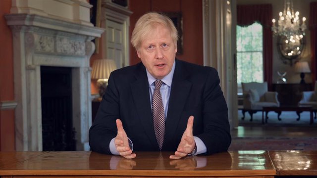 El primer ministro británico, Boris Johnson, en un mensaje a la nación televisado