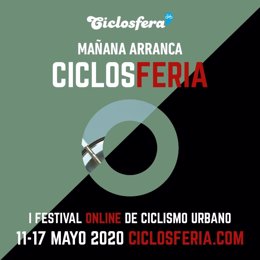 Cartel de Ciclosferia, el primer festival online de ciclismo urbano del mundo