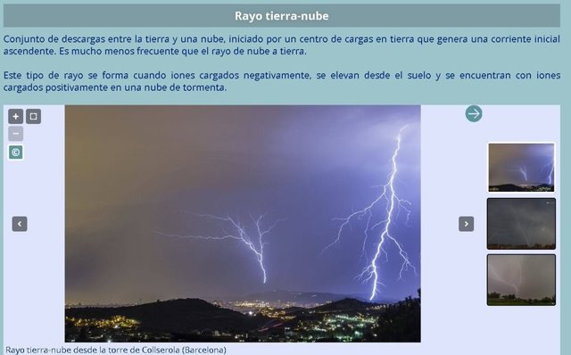 Imagen facilitada por la Aemet para ilustrar los casos de rayos tierra-nube