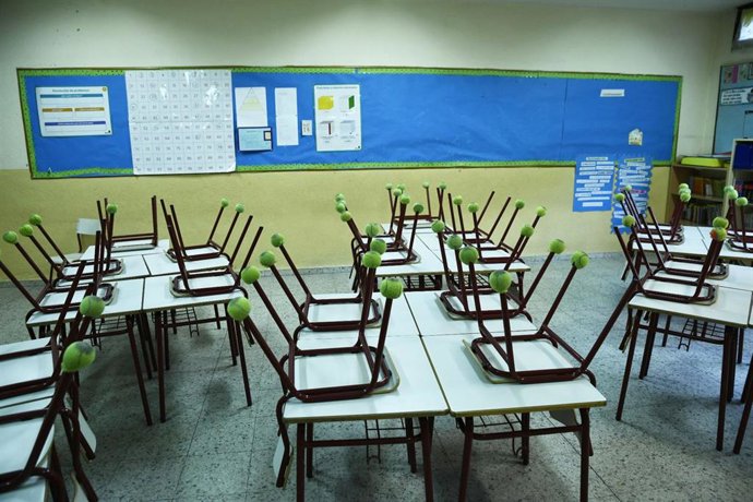 Aula de Primaria del colegio público Joaquín Costa de Madrid, uno de los más grandes de España.