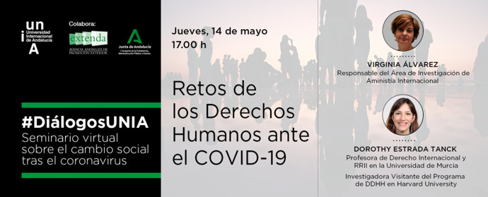Imagen del seminario online que celebra este jueves la UNIA sobre 'Retos de los derechos humanos ante el Covid-19'. 