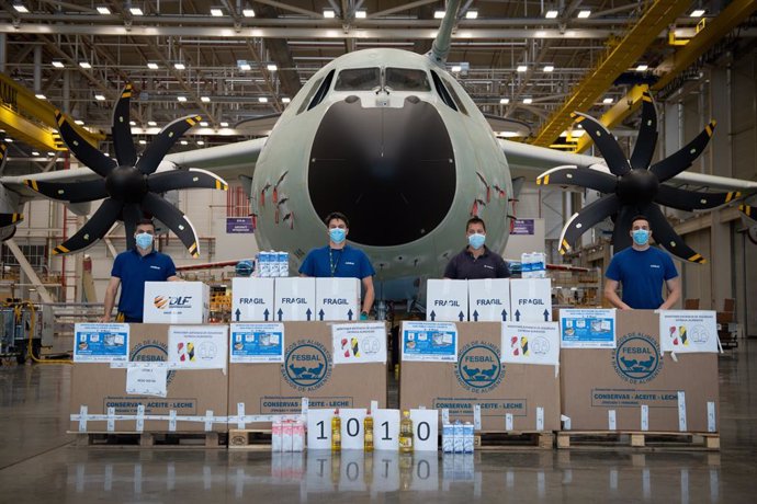 Sevilla.- Coronavirus.- Empleados de Airbus donan más de 1.500 kilos de producto