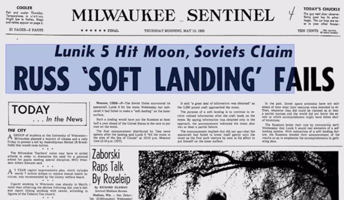  Se cumplen 55 años del fracaso soviético de posar una nave en la Luna
