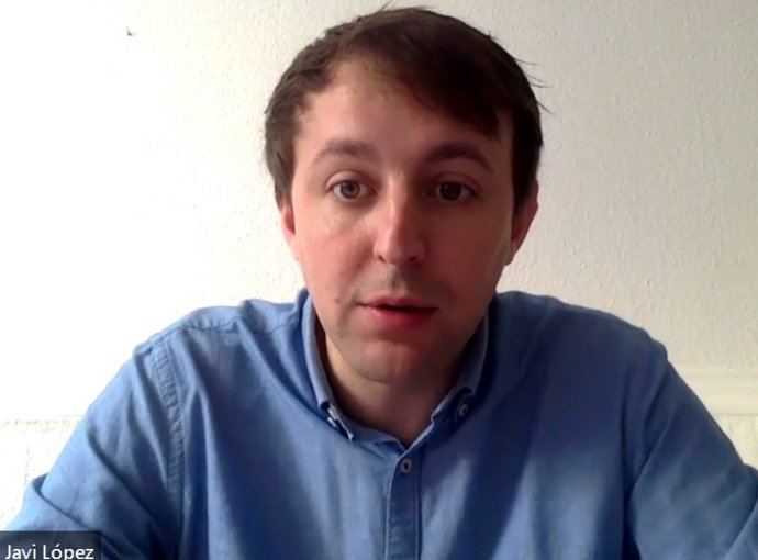 El eurodiputado Javi López en en un encuentro virtual del Collegi de Periodistes de Catalunya y la Associació de Periodistes Europeus (Apec), con apoyo de la Oficina del Parlamento Europeo en Barcelona.