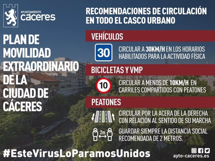 Información sobre el plan de movilidad extraordinario de Cáceres