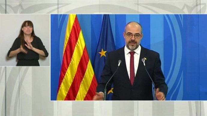 El conseller de Interior, Miquel Buch, en rueda de prensa telemática