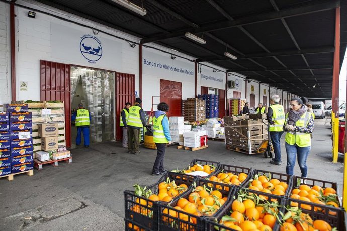 Imagen de la sede del Banco de Alimento en las instalaciones de Mercamadrid.