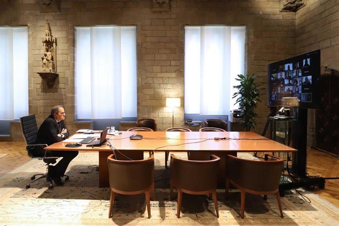 El presidente de la Generalitat Quim Torra, en la reunión del plenario del PN@SC