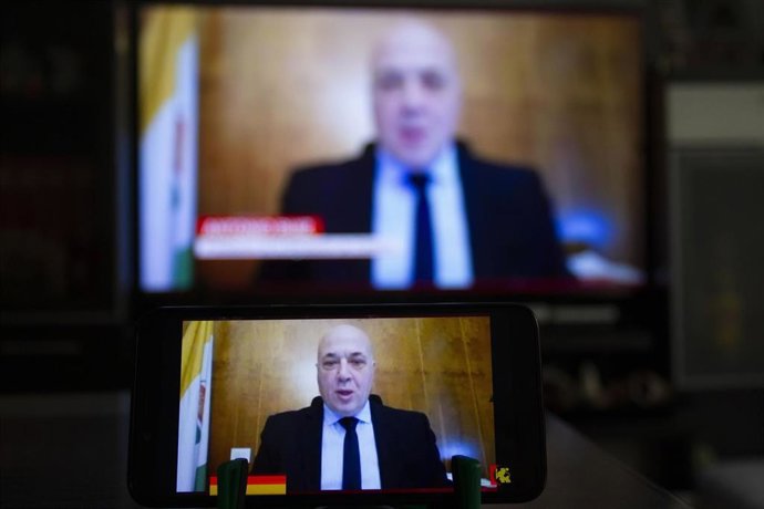 El presidente de la Diputación de Córdoba, Antonio Ruiz, durante el Pleno extraordinario telemático