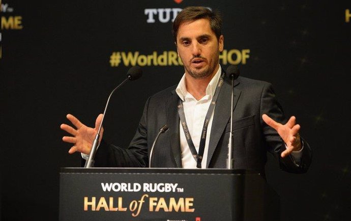 Agustín Pichot, en el Salón de la Fama de World Rugby.
