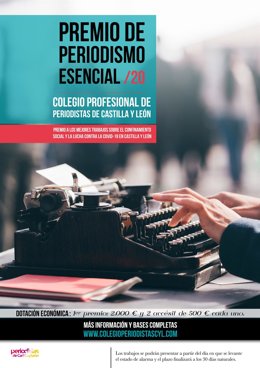 Cartel del premio de Periodismo Esencial del Colegio de Periodistas.