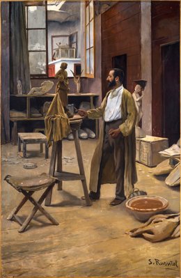 Cuadro de Santiago Rusiñol Prats 'Clarasó al seu taller' (1889)