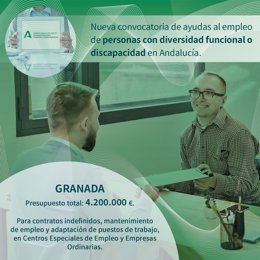 La Junta destina a Granada 4,2 millones para la contratación de personas con discapacidad