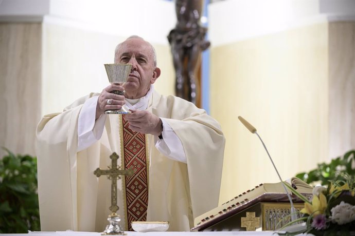 Pope celebrates a mass in Casa Santa Marta