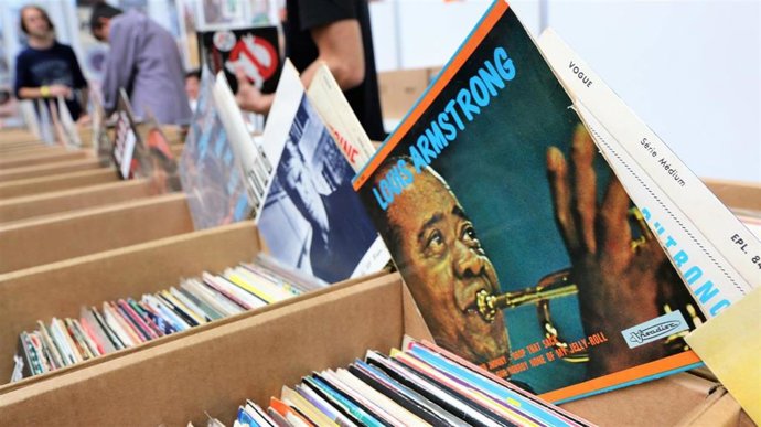Discos en una edición anterior de la Feria Internacional del Disco en Bilbao